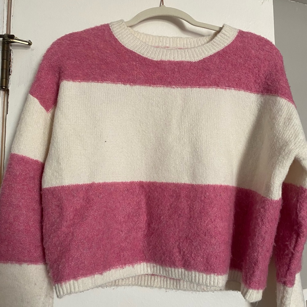 Pink and White Sweater